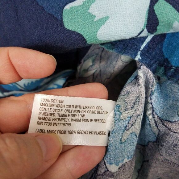 Mossimo Short Sleeve Blue Cotton Button Front Floral Casual Shirt Mens Size XXL - Picture 5 of 10